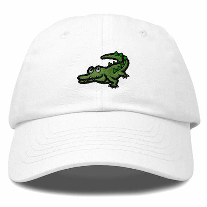 Dalix Alligator Cap Embroidered Mens Cotton Dad Hat Baseball Hat in White