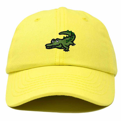 Dalix Alligator Cap Embroidered Mens Cotton Dad Hat Baseball Hat in Yellow