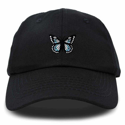 Dalix Butterfly Embroidered Cap Cotton Baseball Hat Garden Womens in Black