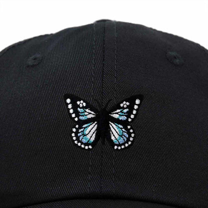 Dalix Butterfly Embroidered Cap Cotton Baseball Hat Garden Womens in Black