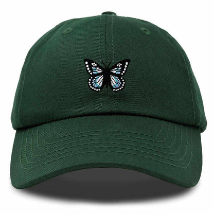 Dalix Butterfly Embroidered Cap Cotton Baseball Hat Garden Womens in Dark Green