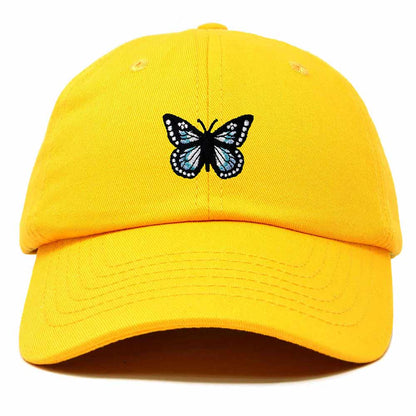 Dalix Butterfly Embroidered Cap Cotton Baseball Hat Garden Womens in Gold