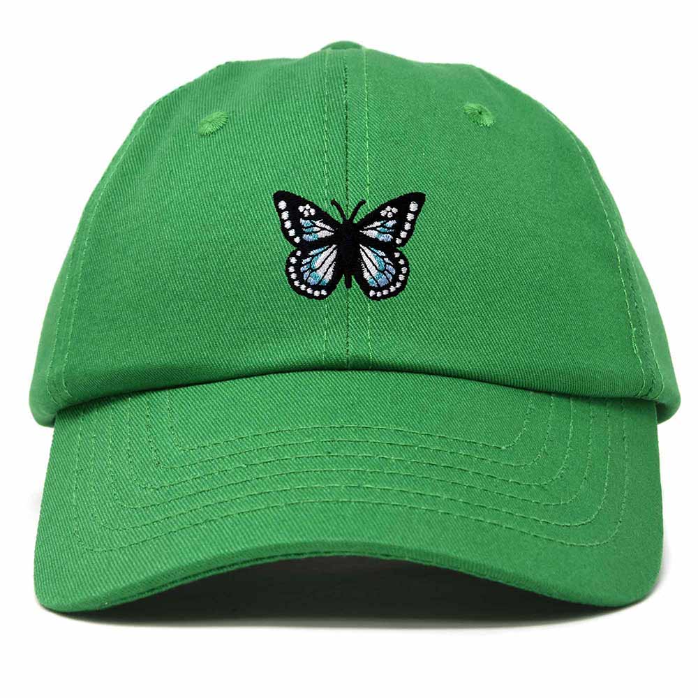 Dalix Butterfly Embroidered Cap Cotton Baseball Hat Garden Womens in Kelly Green