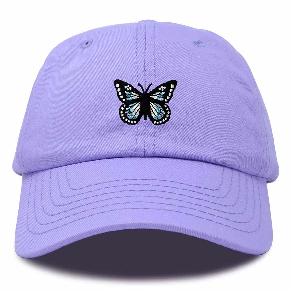 Dalix Butterfly Embroidered Cap Cotton Baseball Hat Garden Womens in Lavender