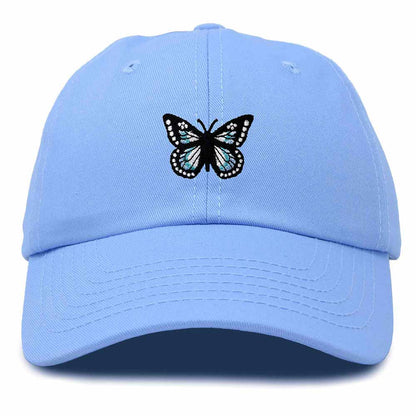 Dalix Butterfly Embroidered Cap Cotton Baseball Hat Garden Womens in Light Blue