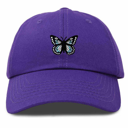 Dalix Butterfly Embroidered Cap Cotton Baseball Hat Garden Womens in Purple