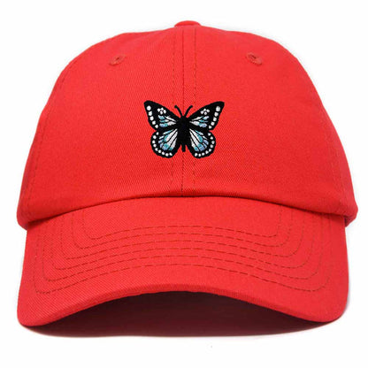 Dalix Butterfly Embroidered Cap Cotton Baseball Hat Garden Womens in Red