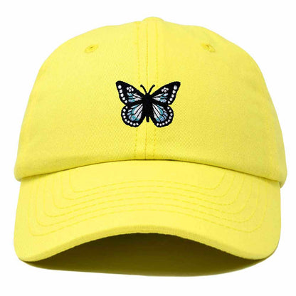 Dalix Butterfly Embroidered Cap Cotton Baseball Hat Garden Womens in Yellow