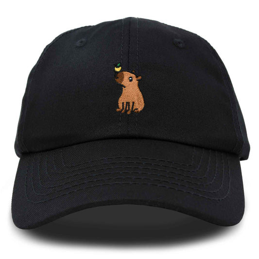 Dalix Capybara Cap Embroidered Dad Baseball Hat Cotton Adjustable Womens in Black