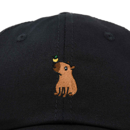 Dalix Capybara Cap Embroidered Dad Baseball Hat Cotton Adjustable Womens in Black