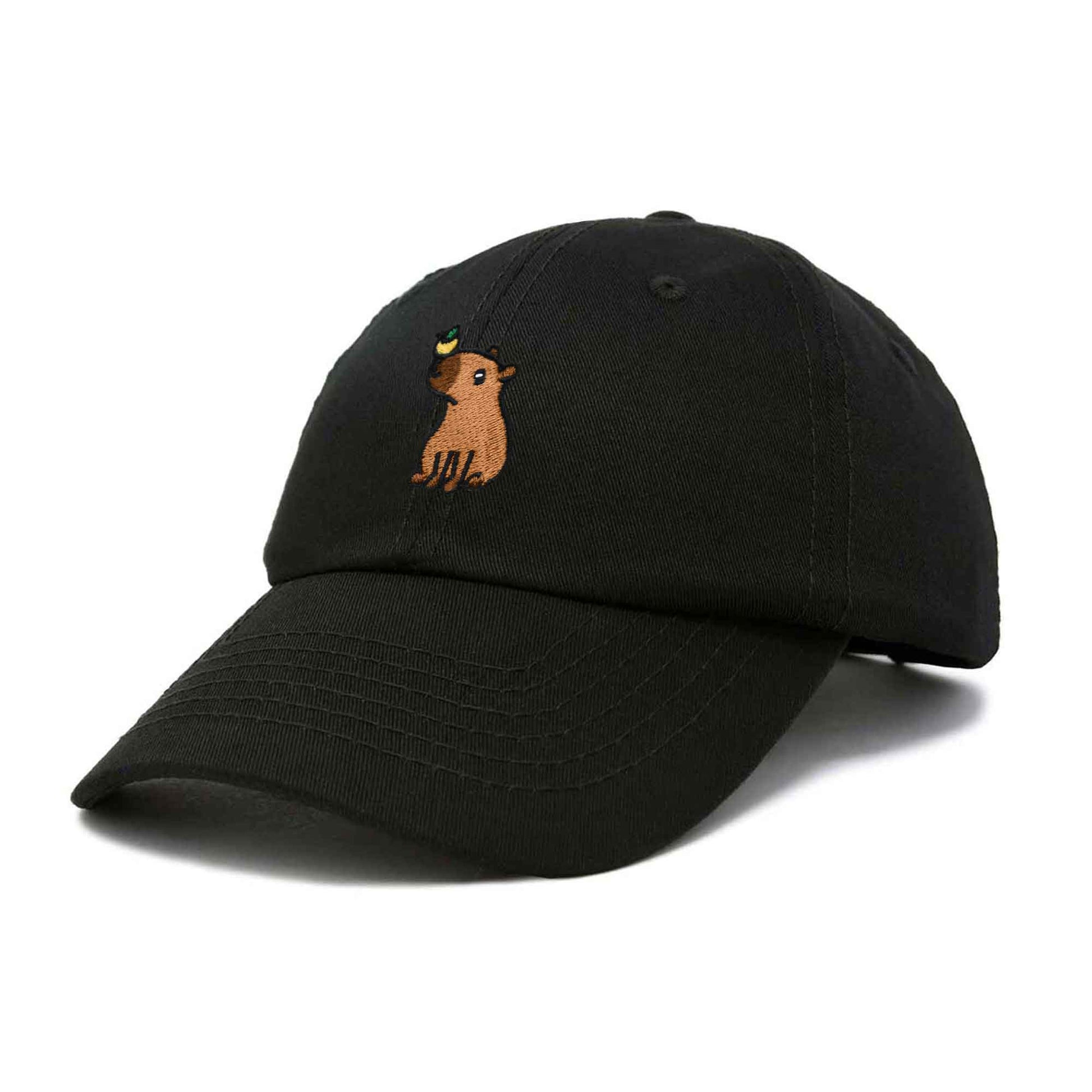 Dalix Capybara Cap Embroidered Dad Baseball Hat Cotton Adjustable Womens in Black