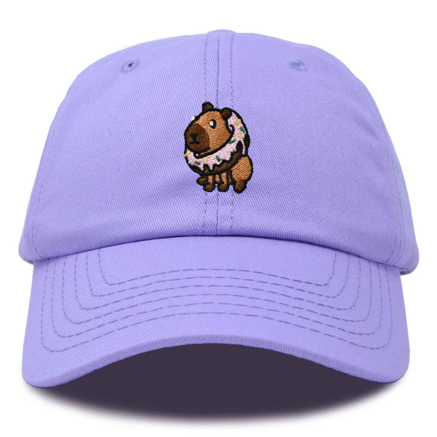 Dalix Capybara Donut Cap Embroidered Dad Baseball Hat Cotton Adjustable Womens in Lavender