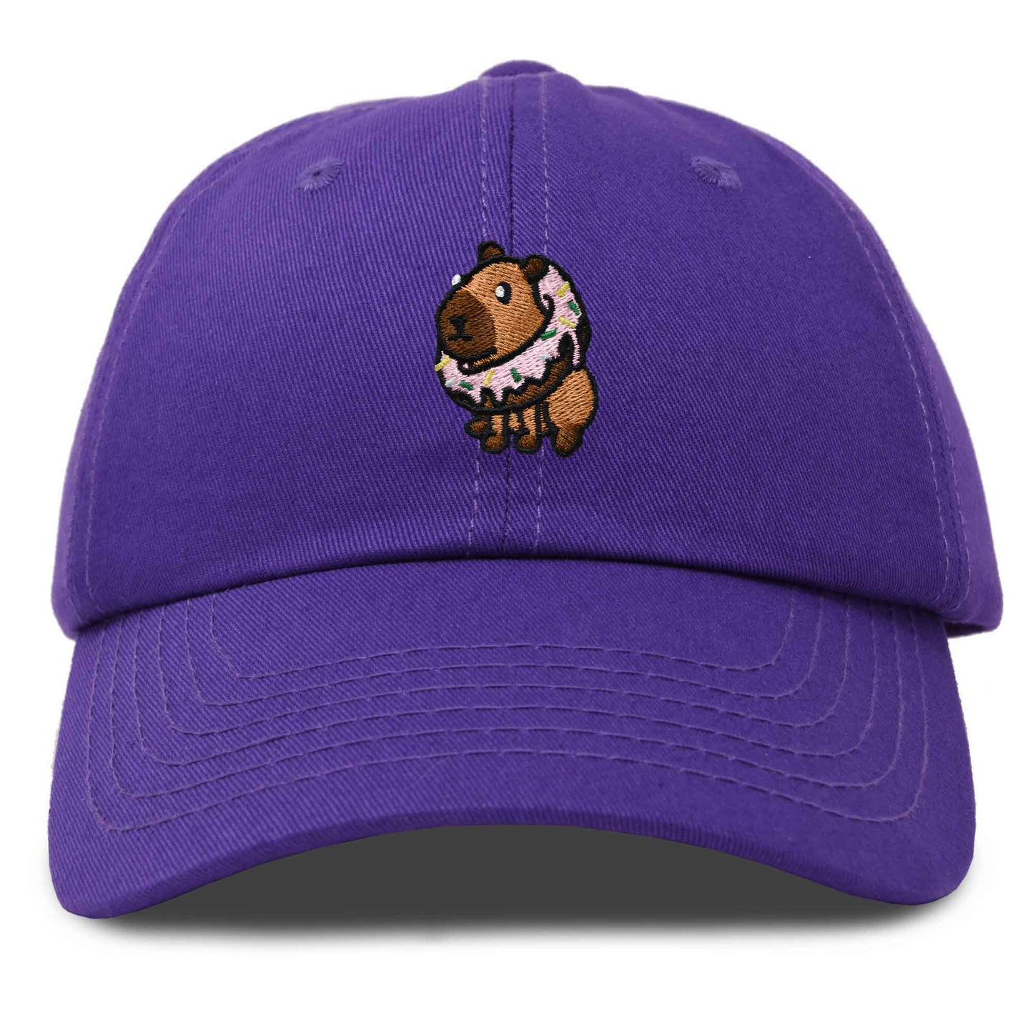 Dalix Capybara Donut Cap Embroidered Dad Baseball Hat Cotton Adjustable Womens in Purple