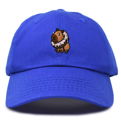 Dalix Capybara Donut Cap Embroidered Dad Baseball Hat Cotton Adjustable Womens in Royal Blue