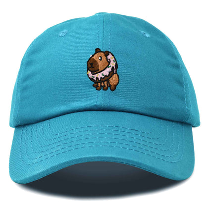 Dalix Capybara Donut Cap Embroidered Dad Baseball Hat Cotton Adjustable Womens in Teal