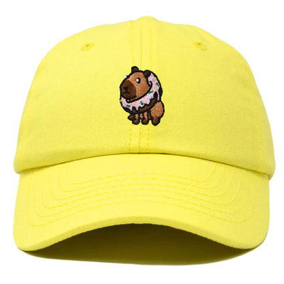 Dalix Capybara Donut Cap Embroidered Dad Baseball Hat Cotton Adjustable Womens in Yellow