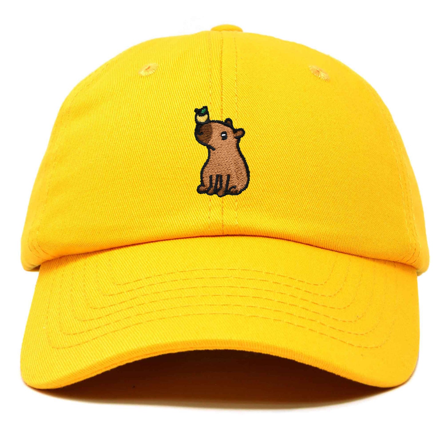 Dalix Capybara Cap Embroidered Dad Baseball Hat Cotton Adjustable Womens in Gold