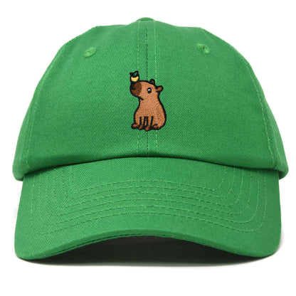 Dalix Capybara Cap Embroidered Dad Baseball Hat Cotton Adjustable Womens in Kelly Green