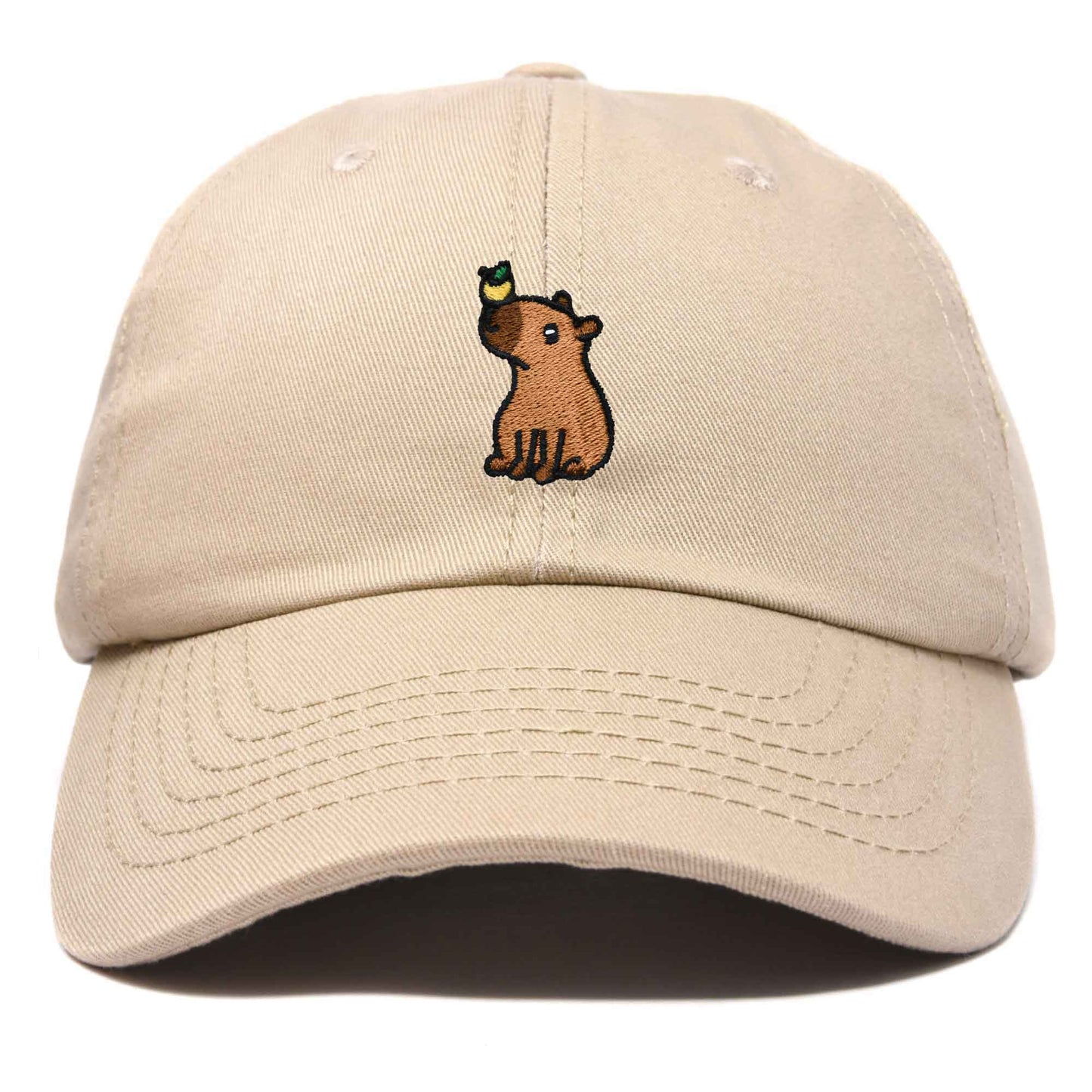 Dalix Capybara Cap Embroidered Dad Baseball Hat Cotton Adjustable Womens in Khaki