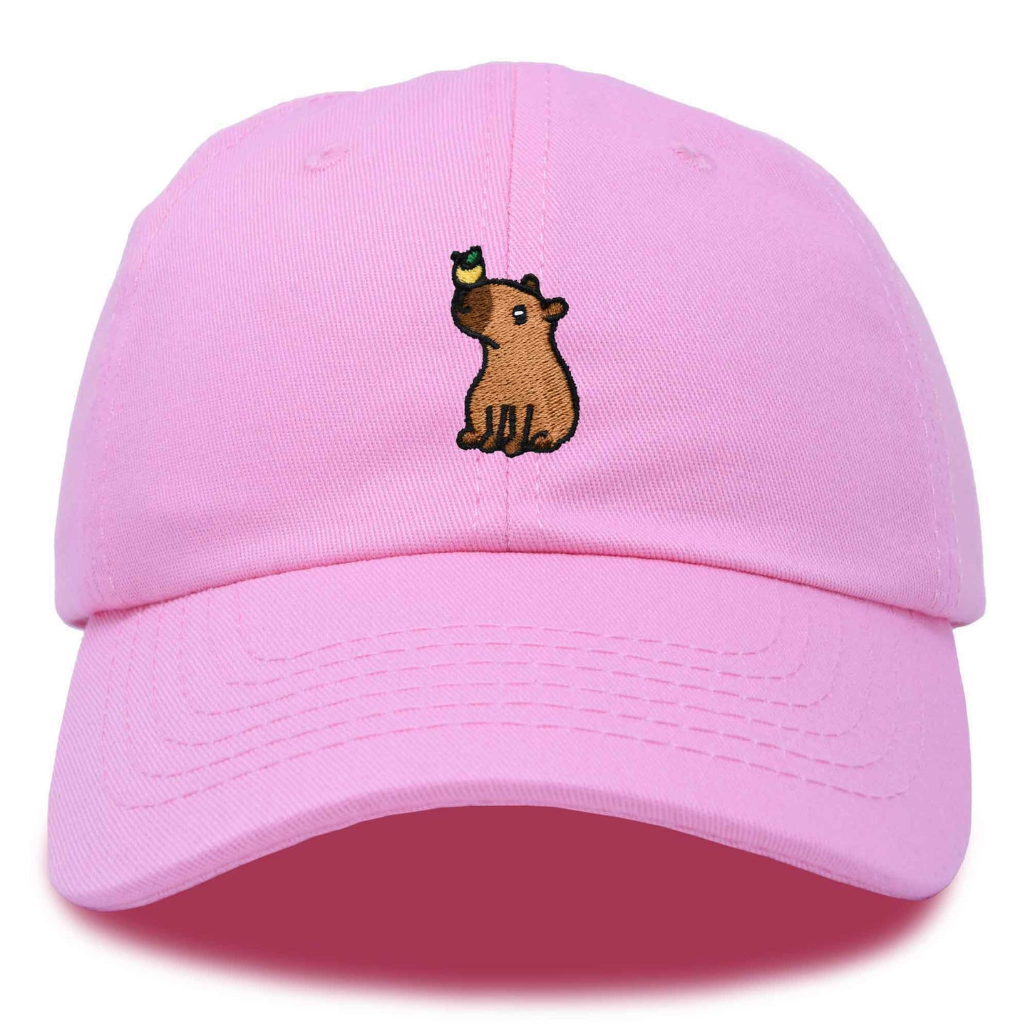 Dalix Capybara Cap Embroidered Dad Baseball Hat Cotton Adjustable Womens in Light Pink