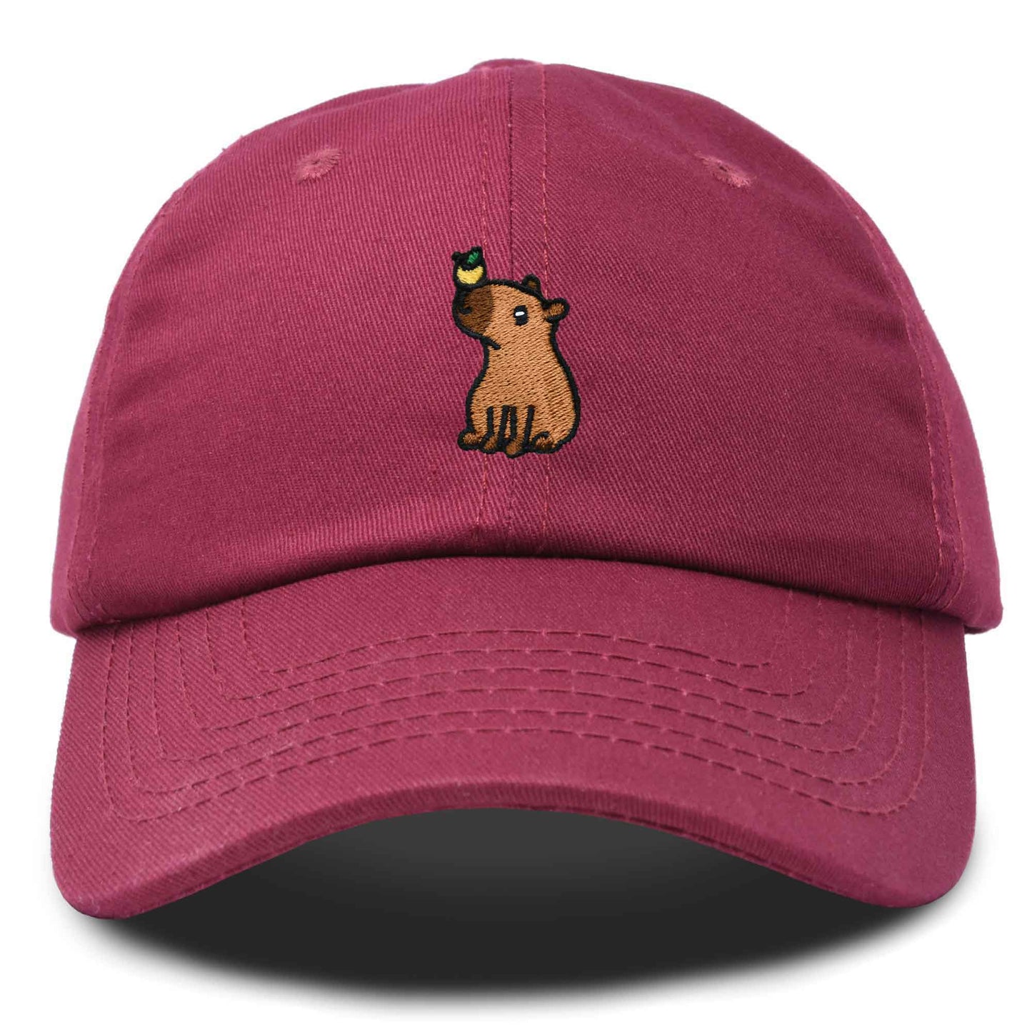 Dalix Capybara Cap Embroidered Dad Baseball Hat Cotton Adjustable Womens in Maroon