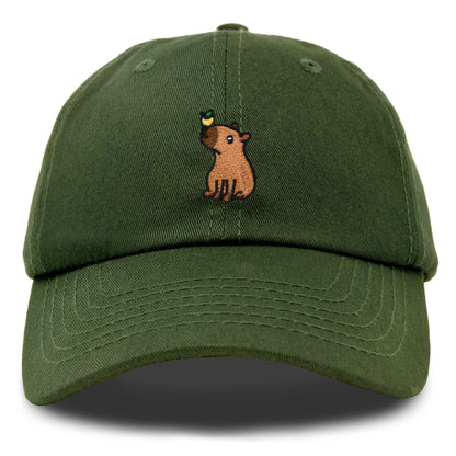 Dalix Capybara Cap Embroidered Dad Baseball Hat Cotton Adjustable Womens in Olive