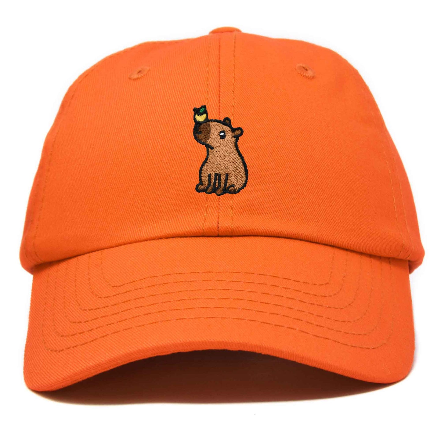 Dalix Capybara Cap Embroidered Dad Baseball Hat Cotton Adjustable Womens in Orange