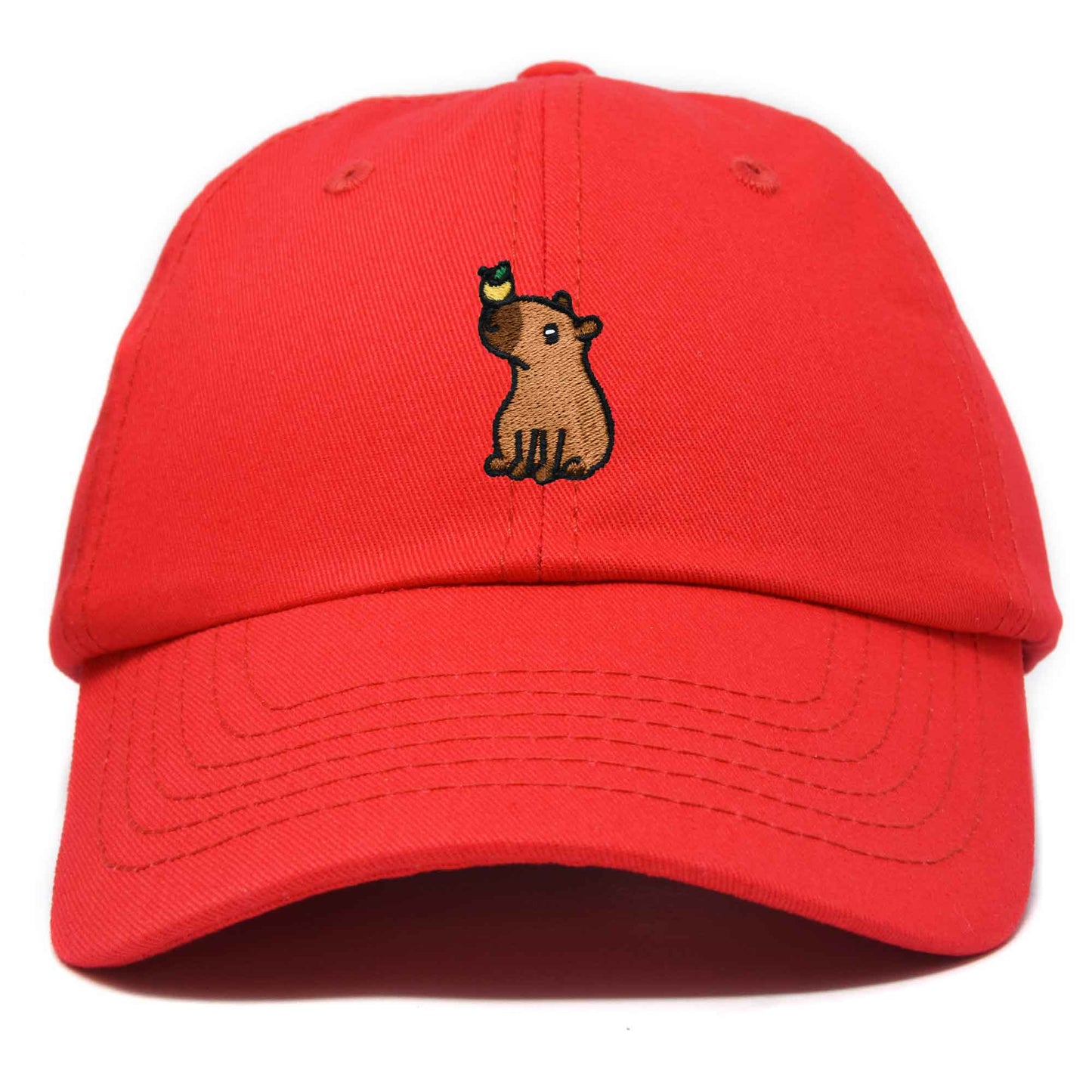 Dalix Capybara Cap Embroidered Dad Baseball Hat Cotton Adjustable Womens in Red