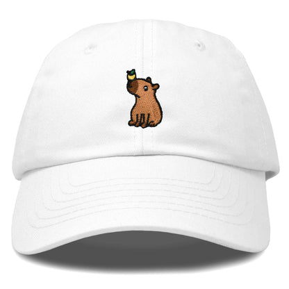 Dalix Capybara Cap Embroidered Dad Baseball Hat Cotton Adjustable Womens in White