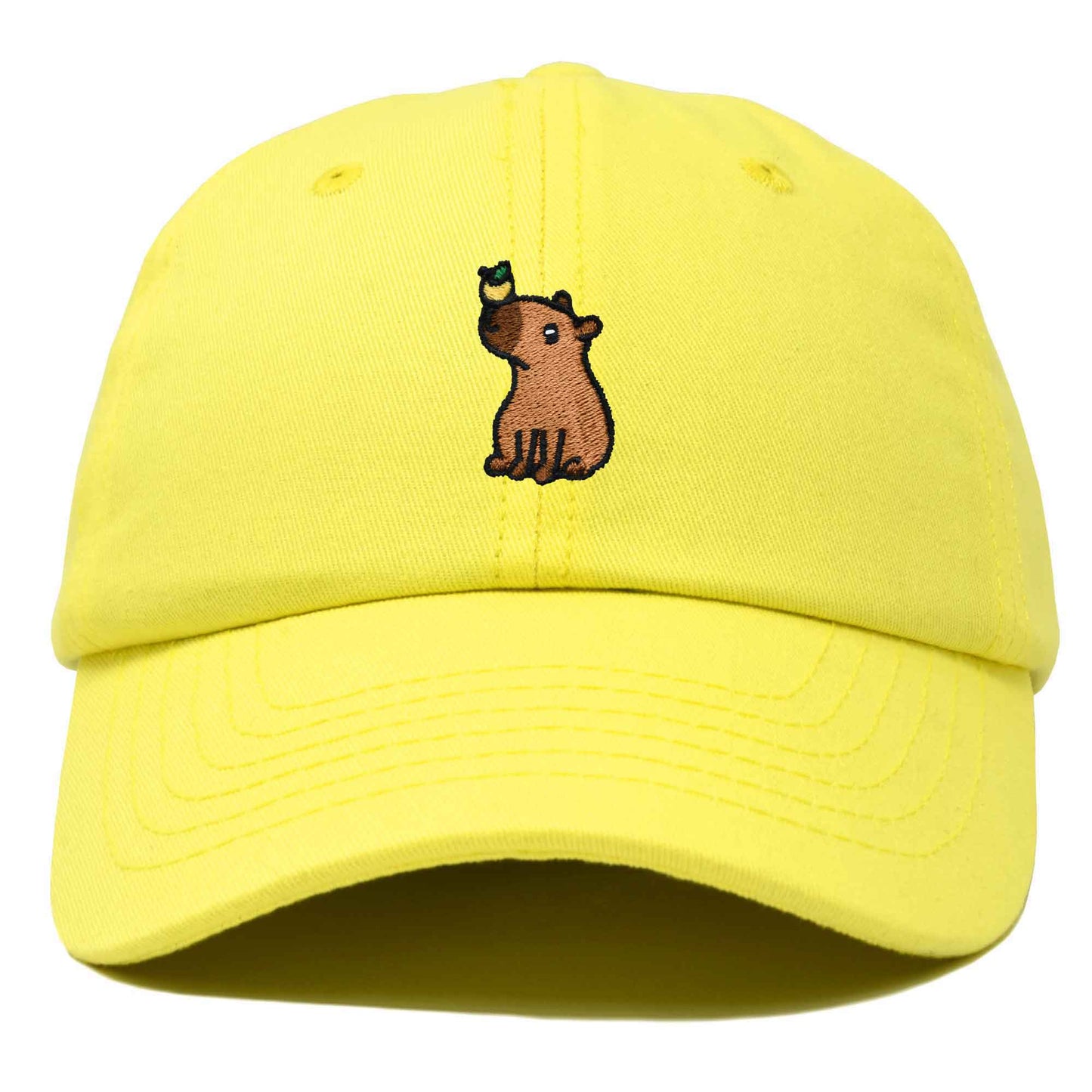 Dalix Capybara Cap Embroidered Dad Baseball Hat Cotton Adjustable Womens in Yellow