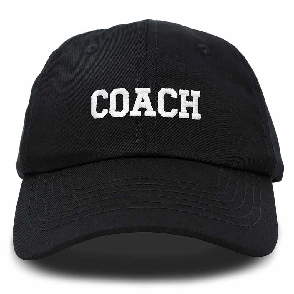 Dalix Coach Embroidered Sports League Baseball Cap Adjustable Dad Hat Mens in Black