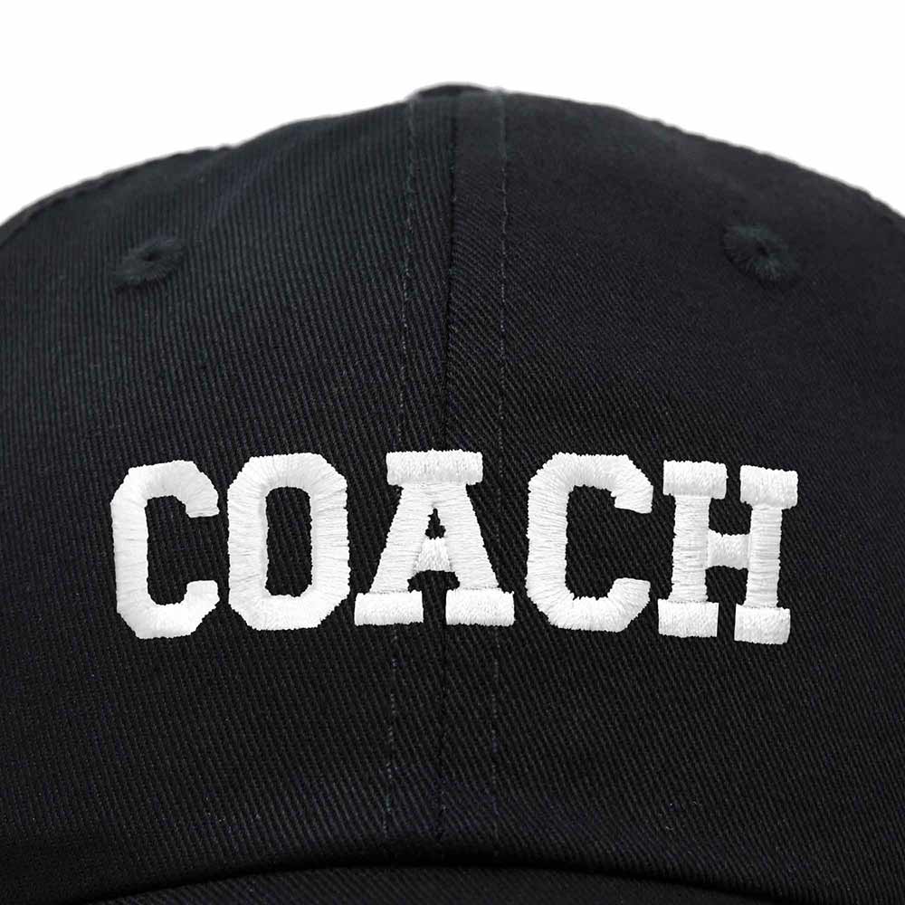 Dalix Coach Embroidered Sports League Baseball Cap Adjustable Dad Hat Mens in Black