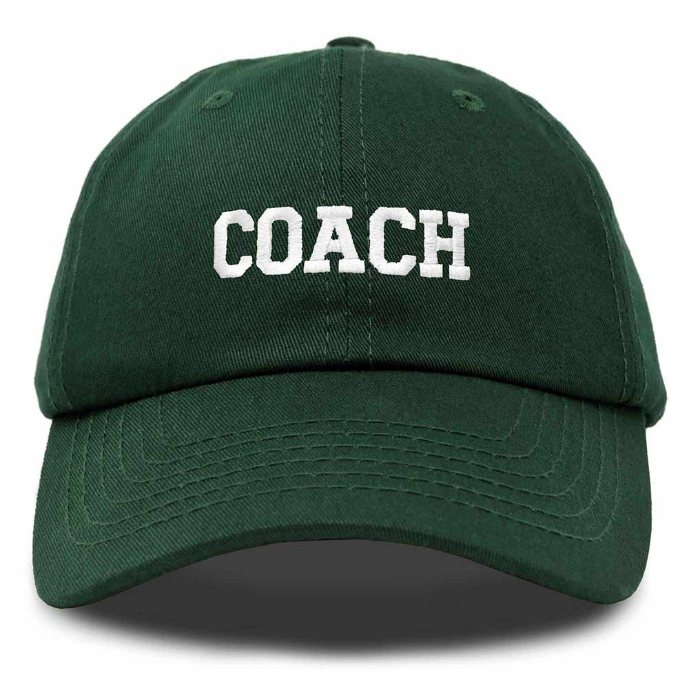 Dalix Coach Embroidered Sports League Baseball Cap Adjustable Dad Hat Mens in Dark Green