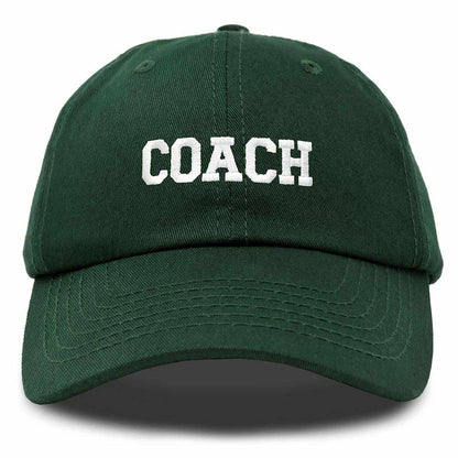 Dalix Coach Embroidered Sports League Baseball Cap Adjustable Dad Hat Mens in Dark Green