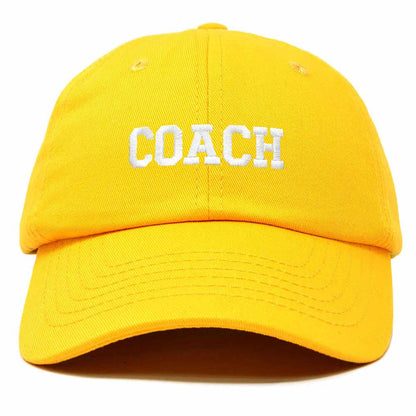 Dalix Coach Embroidered Sports League Baseball Cap Adjustable Dad Hat Mens in Gold