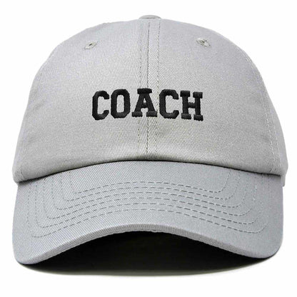 Dalix Coach Embroidered Sports League Baseball Cap Adjustable Dad Hat Mens in Gray