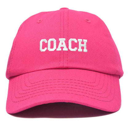 Dalix Coach Embroidered Sports League Baseball Cap Adjustable Dad Hat Mens in Hot Pink