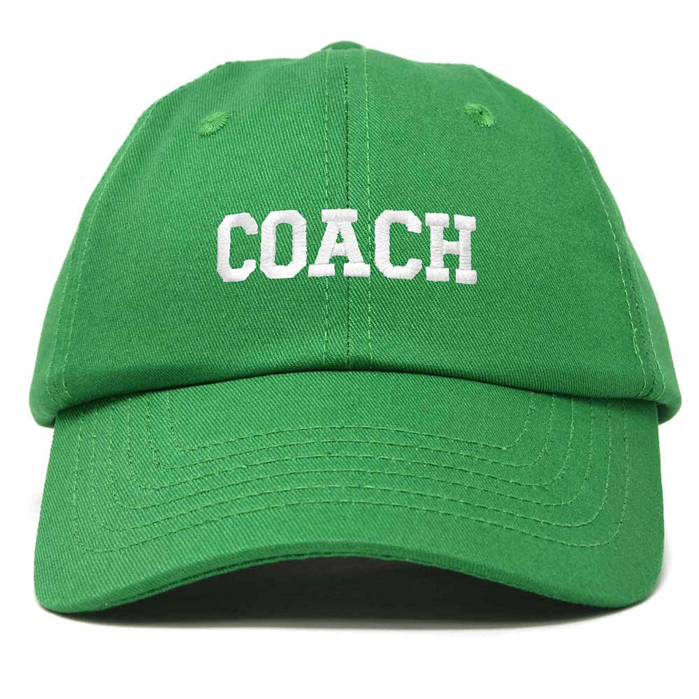 Dalix Coach Embroidered Sports League Baseball Cap Adjustable Dad Hat Mens in Kelly Green