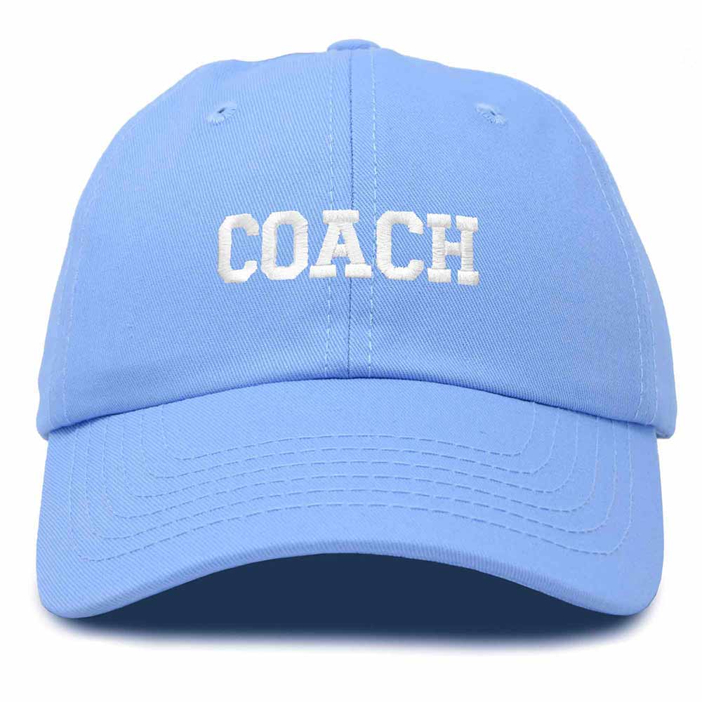 Dalix Coach Embroidered Sports League Baseball Cap Adjustable Dad Hat Mens in Light Blue