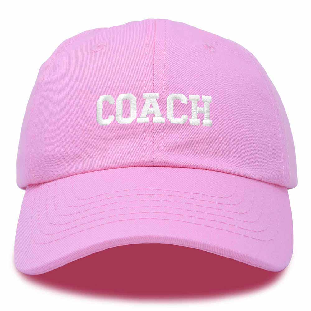 Dalix Coach Embroidered Sports League Baseball Cap Adjustable Dad Hat Mens in Light Pink