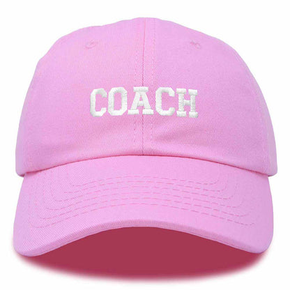 Dalix Coach Embroidered Sports League Baseball Cap Adjustable Dad Hat Mens in Light Pink