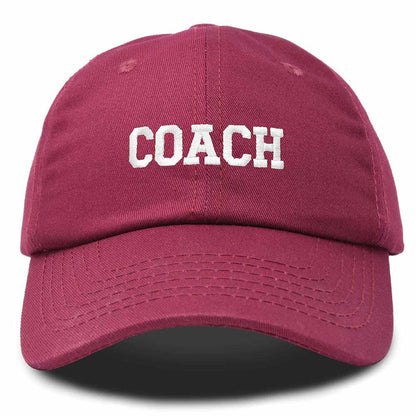 Dalix Coach Embroidered Sports League Baseball Cap Adjustable Dad Hat Mens in Maroon