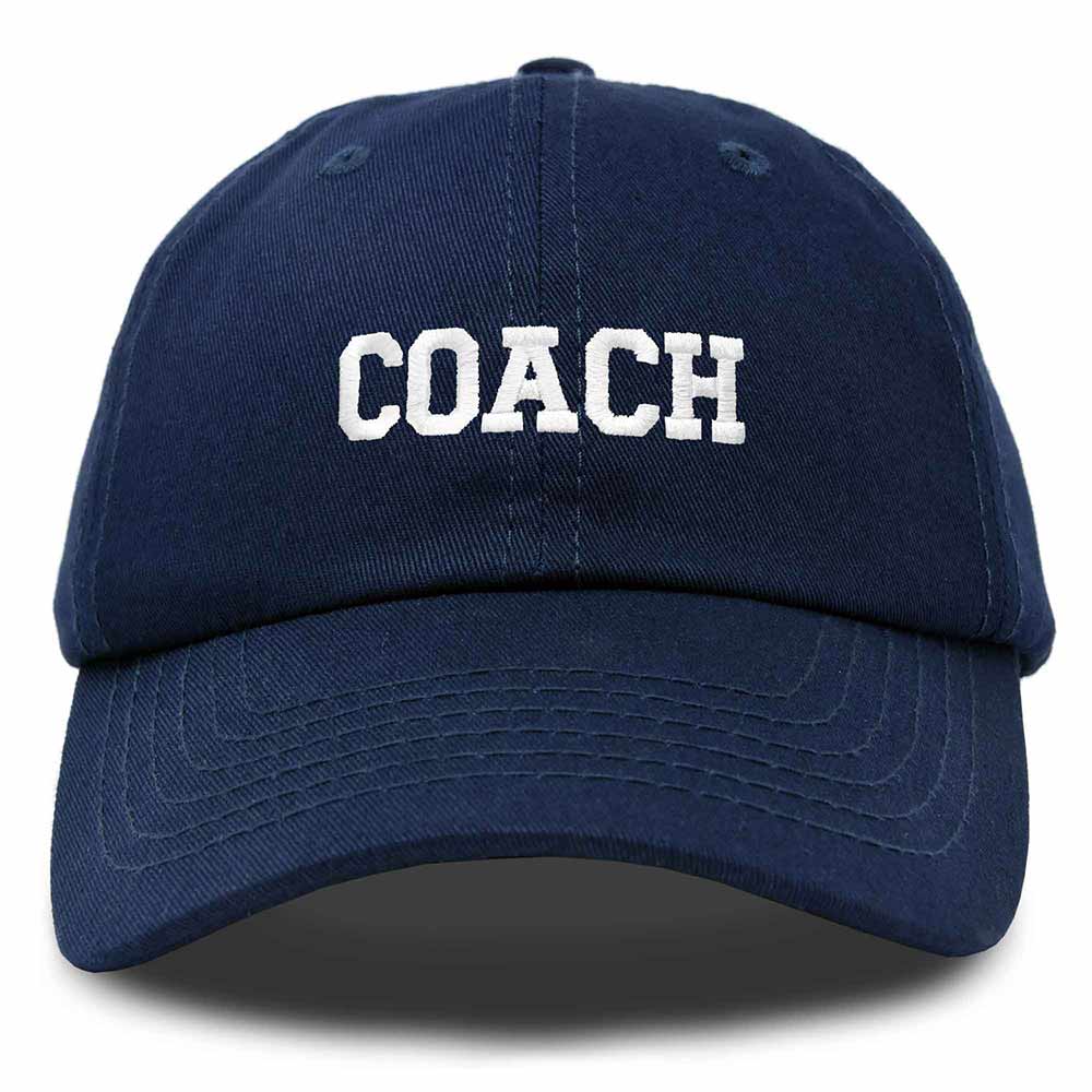 Dalix Coach Embroidered Sports League Baseball Cap Adjustable Dad Hat Mens in Navy Blue