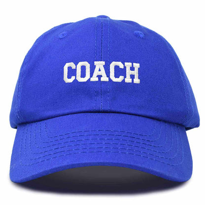 Dalix Coach Embroidered Sports League Baseball Cap Adjustable Dad Hat Mens in Royal Blue