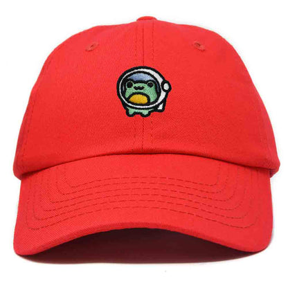 Dalix Cosmic Frog Embroidered Womens Cotton Dad Hat Baseball Cap Adjustable in Red