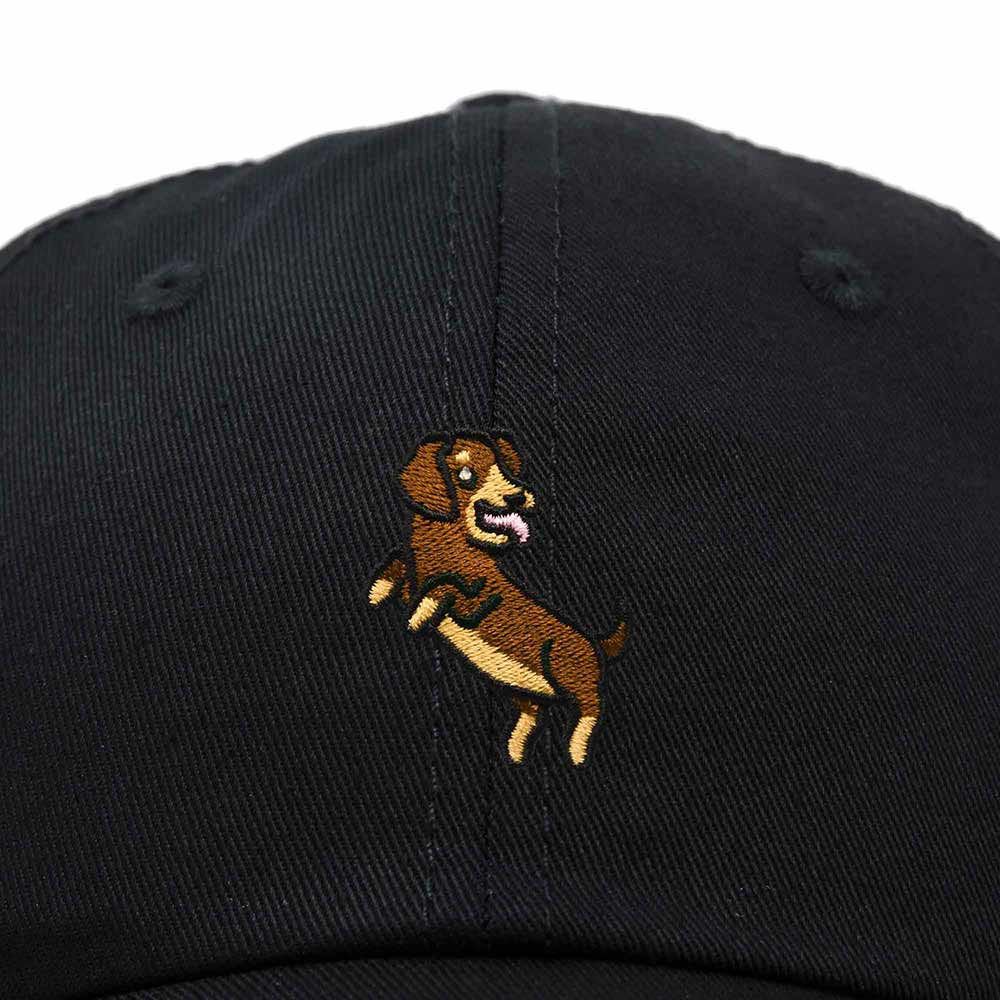 Dalix Dachshund Embroidered Cotton Dad Hat Casual Adjustable Baseball Cap for Dog Lovers Womens in Black