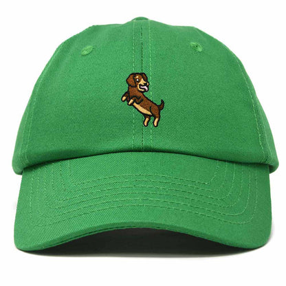 Dalix Dachshund Embroidered Cotton Dad Hat Casual Adjustable Baseball Cap for Dog Lovers Womens in Kelly Green