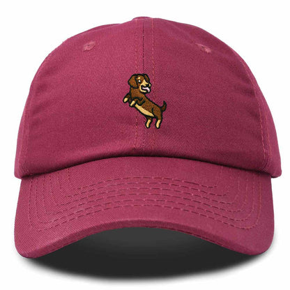 Dalix Dachshund Embroidered Cotton Dad Hat Casual Adjustable Baseball Cap for Dog Lovers Womens in Maroon