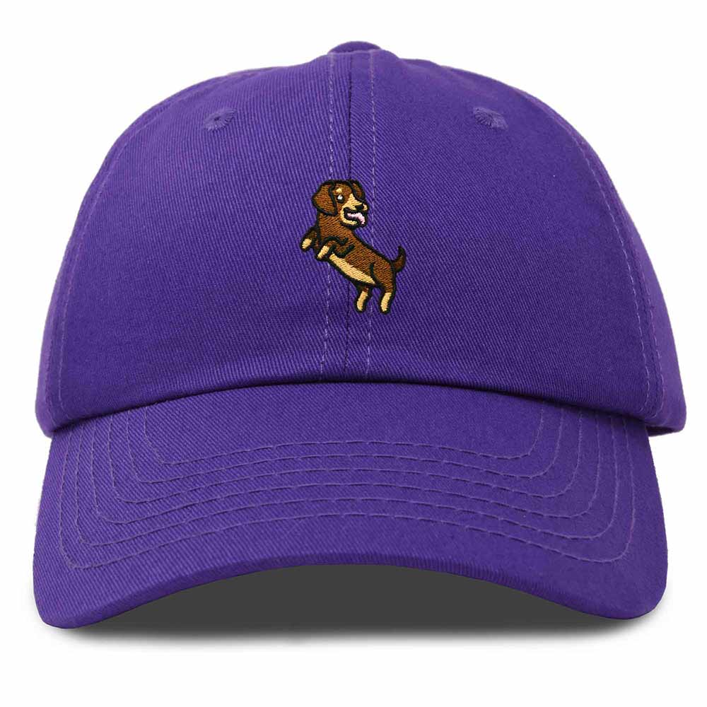 Dalix Dachshund Embroidered Cotton Dad Hat Casual Adjustable Baseball Cap for Dog Lovers Womens in Purple