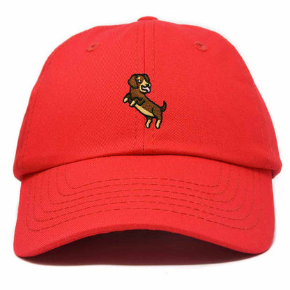 Dalix Dachshund Embroidered Cotton Dad Hat Casual Adjustable Baseball Cap for Dog Lovers Womens in Red